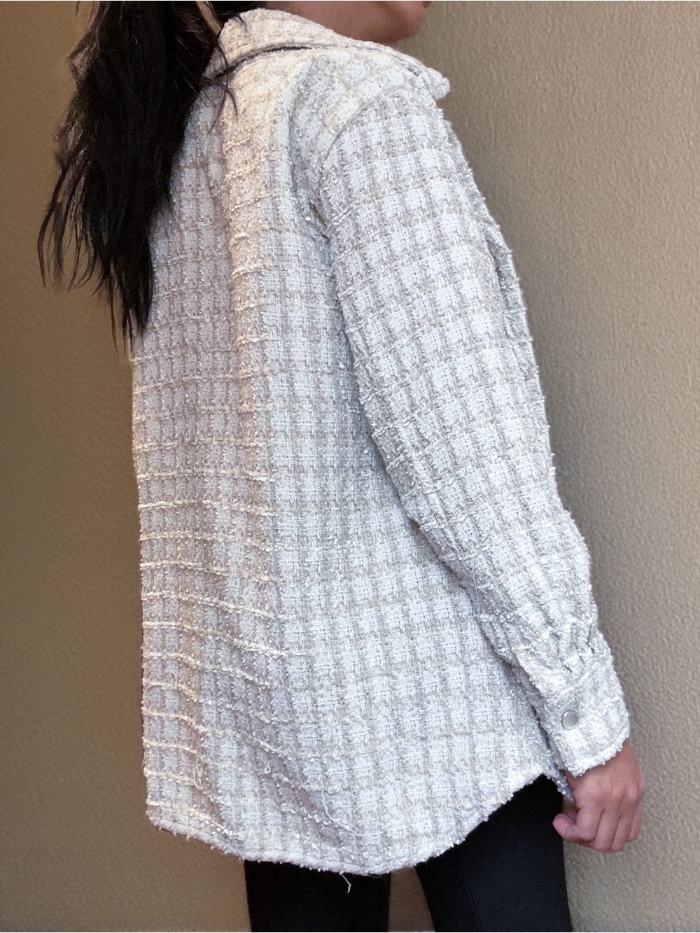 BB Dakota by Steve Madden Ivory Bouclé Trench Shacket